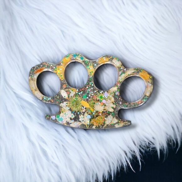 🖤Orange Clear Floral Brass Knuckles (Z002) - Picture 1 of 6